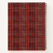 Stijlvolle Tartan Rood en Zwart Tan Plaid Monogram Notitieboek (Achterkant)
