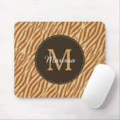 Stijlvolle Tawny Brown Zebra Print Monogram en naa Muismat (Met muis)