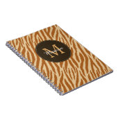 Stijlvolle Tawny Brown Zebra Print Monogram en naa Notitieboek (Rechterzijde)