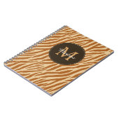Stijlvolle Tawny Brown Zebra Print Monogram en naa Notitieboek (Linkerzijde)