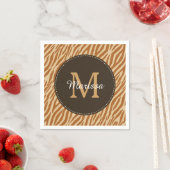 Stijlvolle Tawny Brown Zebra Print Monogram en naa Servetten (Insitu)