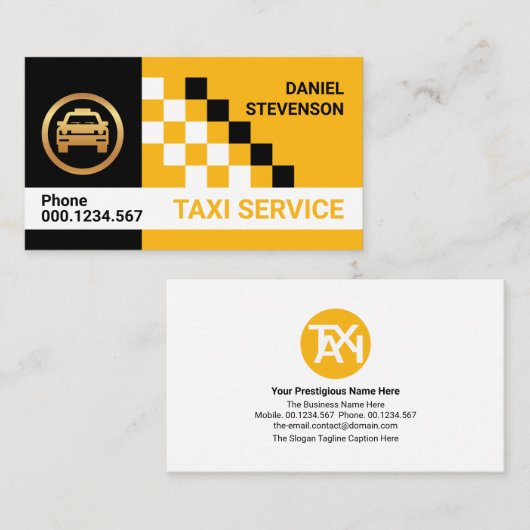 Stijlvolle Taxi Check Box Private Transport Driver Visitekaartje (Voorkant / Achterkant)