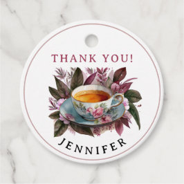 Stijlvolle Tea Party Bourgondië Floral Chai Waterv Bedankjes Labels