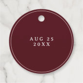 Stijlvolle Tea Party Bourgondië Floral Chai Waterv Bedankjes Labels (Achterkant)