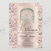 Stijlvolle Tea Party Rozen Bruids Luncheon Kaart (Voorkant / Achterkant)