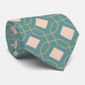 Stijlvolle Teal Blush Mid Century Modern Patroon Stropdas (Opgerold)