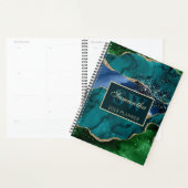 Stijlvolle Teal, Groen & Goud Glitter Agate Monogr Planner (Display)