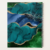 Stijlvolle Teal, Groen & Goud Glitter Agate Monogr Planner (Achterkant)