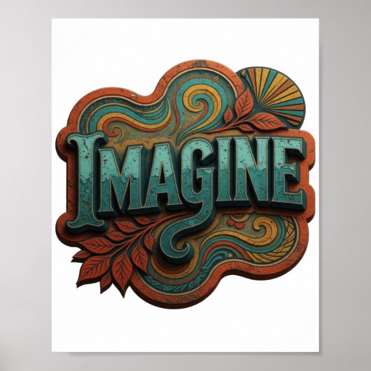 Stijlvolle Teal IMAGINE Poster (Voorkant)
