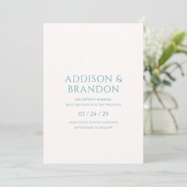 Stijlvolle Teal Moderne Trouwdag Save The Date