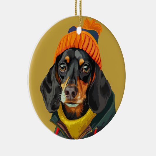 Stijlvolle teckel keramisch ornament (Rechts)