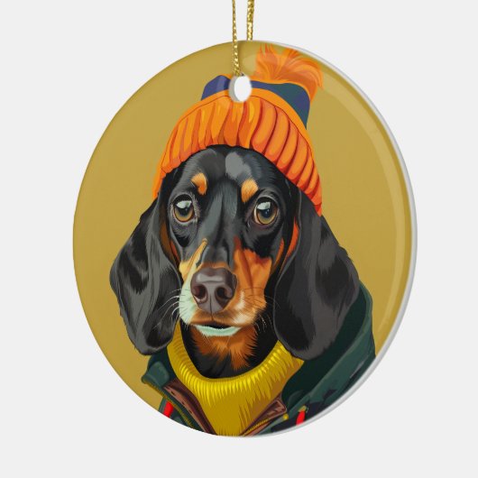 Stijlvolle teckel keramisch ornament (Links)