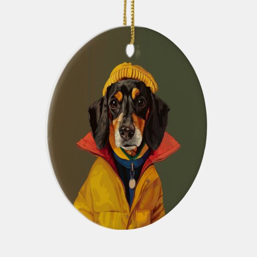 Stijlvolle teckel keramisch ornament (Rechts)