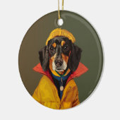 Stijlvolle teckel keramisch ornament (Links)