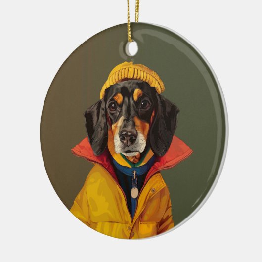 Stijlvolle teckel keramisch ornament (Links)