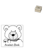Stijlvolle Teddy Bear Bookplate Rubberstempel (Gestempeld)