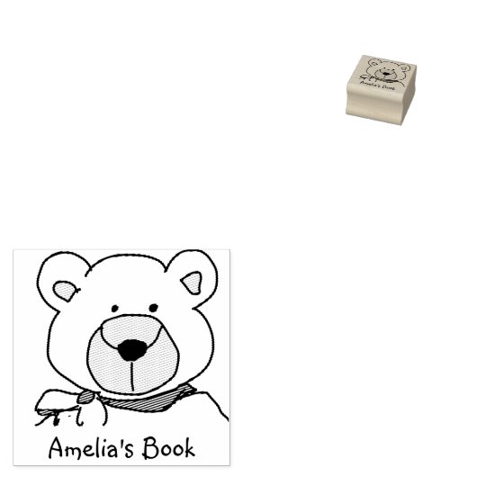 Stijlvolle Teddy Bear Bookplate Rubberstempel (Gestempeld)