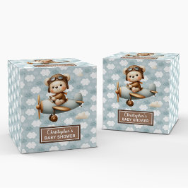 Stijlvolle Teddy Bear Pilot Blue Party Favoriet Bo Bedankdoosjes