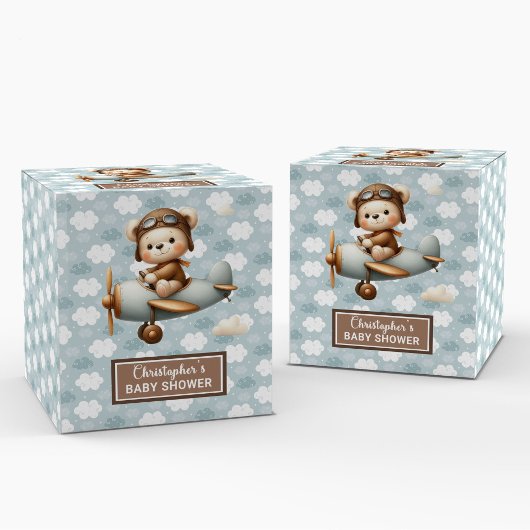 Stijlvolle Teddy Bear Pilot Blue Party Favoriet Bo Bedankdoosjes