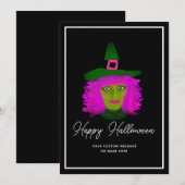 Stijlvolle tekenbegroeting met halloween-witch-scr feestdagenkaart (Voorkant / Achterkant)