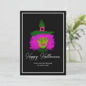 Stijlvolle tekenbegroeting met halloween-witch-scr feestdagenkaart (Staand voorkant)