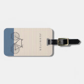 Stijlvolle tekening Blush en Blue Personalized Bagagelabel (Voorkant horizontaal)