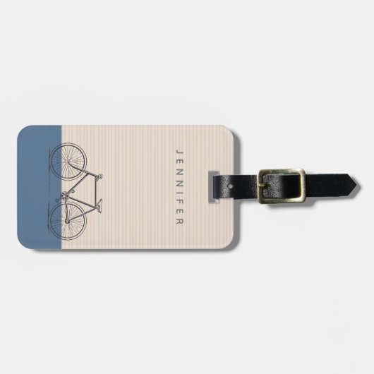 Stijlvolle tekening Blush en Blue Personalized Bagagelabel (Voorkant horizontaal)