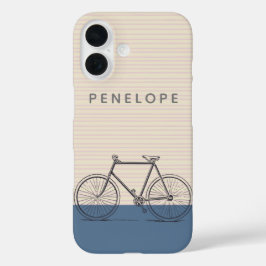 Stijlvolle tekening Blush en Blue Personalized iPhone 16 Hoesje