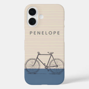Stijlvolle tekening Blush en Blue Personalized iPhone 16 Hoesje