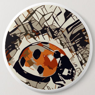 Stijlvolle tekening van een rood ladybug ronde button 6,0 cm