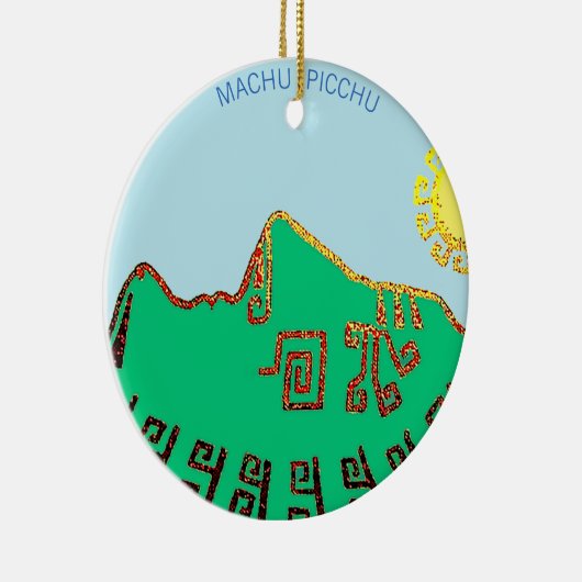 Stijlvolle tekening van Machu Picchu Keramisch Ornament (Rechts)