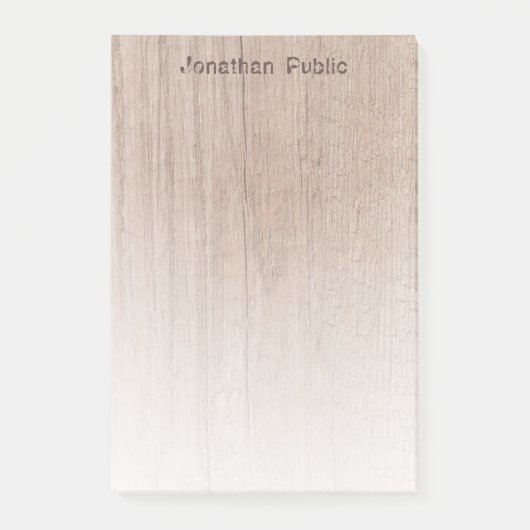 Stijlvolle tekst Bruin hout Kijk Sjabloon Post-it® Notes (Voorkant)