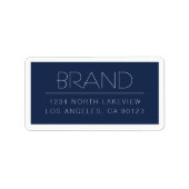 Stijlvolle  tekst Navy Blue White Border Etiket (Voorkant)