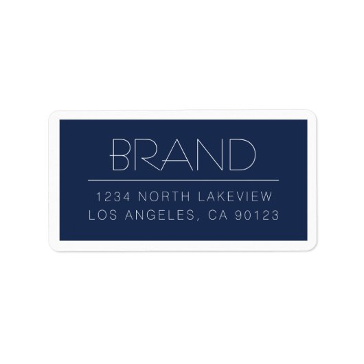 Stijlvolle  tekst Navy Blue White Border Etiket (Voorkant)