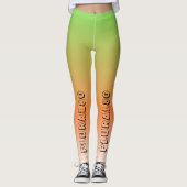 Stijlvolle tekstgradiënt groen oranje werkout leggings (Voorkant)