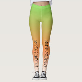 Stijlvolle tekstgradiënt groen oranje werkout leggings