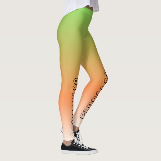Stijlvolle tekstgradiënt groen oranje werkout leggings (Rechts)