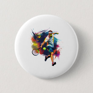 Stijlvolle Tennis Save – Atleet in Actie Ontwerp S Ronde Button 5,7 Cm