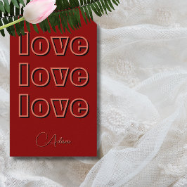 Stijlvolle Terracotta Clean 3 x Love | roodfluweel Cadeaulabel