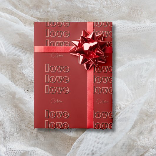 Stijlvolle Terracotta Clean 3 x Love | roodfluweel Cadeaupapier