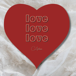 Stijlvolle Terracotta Clean 3 x Love   roodfluweel Hart Sticker
