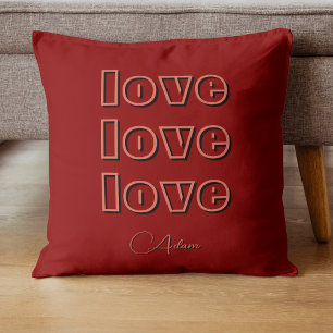 Stijlvolle Terracotta Clean 3 x Love roodfluweel Kussen