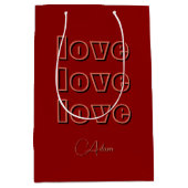 Stijlvolle Terracotta Clean 3 x Love | roodfluweel Medium Cadeauzakje (Voorkant)