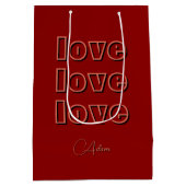 Stijlvolle Terracotta Clean 3 x Love | roodfluweel Medium Cadeauzakje (Achterkant)