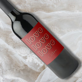 Stijlvolle Terracotta Clean 3 x Love | roodfluweel Wijn Etiket