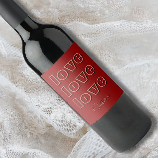 Stijlvolle Terracotta Clean 3 x Love | roodfluweel Wijn Etiket