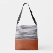 Stijlvolle terracotta en zwarte strepen Waterverf Crossbody Tas (Achterkant)
