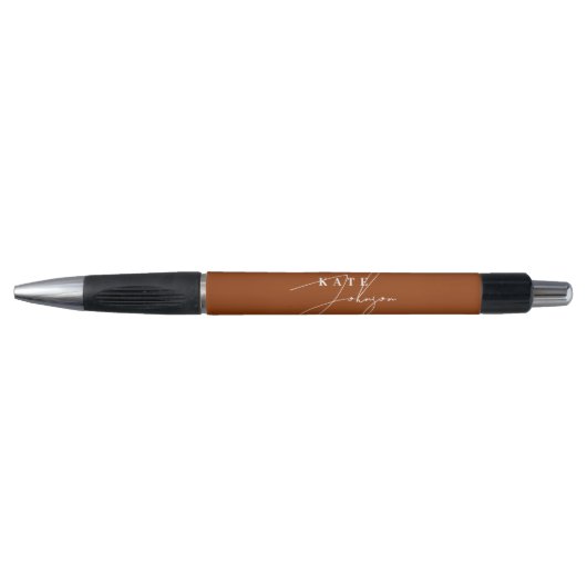 Stijlvolle Terracotta Onderschrift Script Monogram Pen (Voorkant)