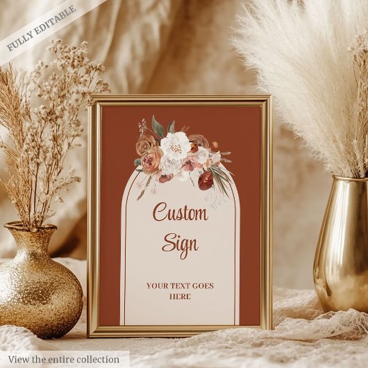 Stijlvolle Terracotta Pampas Sage Boho Boog Custom Poster