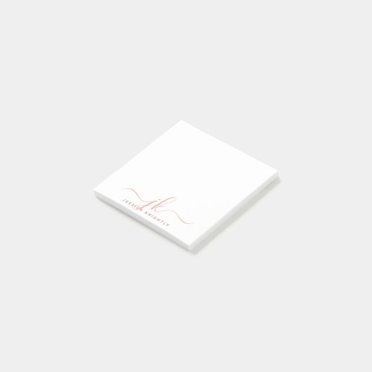 Stijlvolle Terracotta Script Monogram Initialen Post-it® Notes (Schuin)